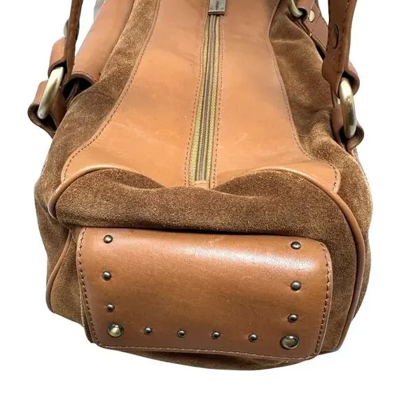 NWT Vintage Donald Pliner camel leather and suede shoulder purse - Picture 14 of 16